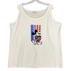 Disney Store Tank Top Womens 2XL‎ Mickey Mouse 2004 Patriotic Graphic Y2K Retro